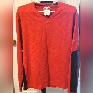 Mens NIKE Golf Tour Performance Dri Fit Size L Red & Black